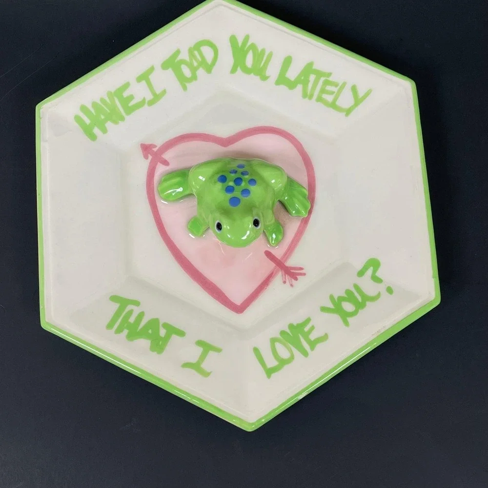 Vintage Have I Toad You Lately That I Love You Frog Trinket Dish Heart Whimsical